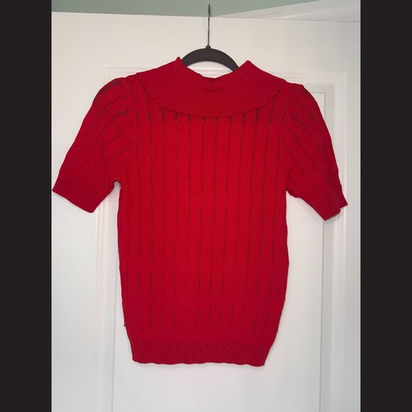 Scotch & Soda Red Knit Top with Statement Collar Size S - Picture 2 of 2